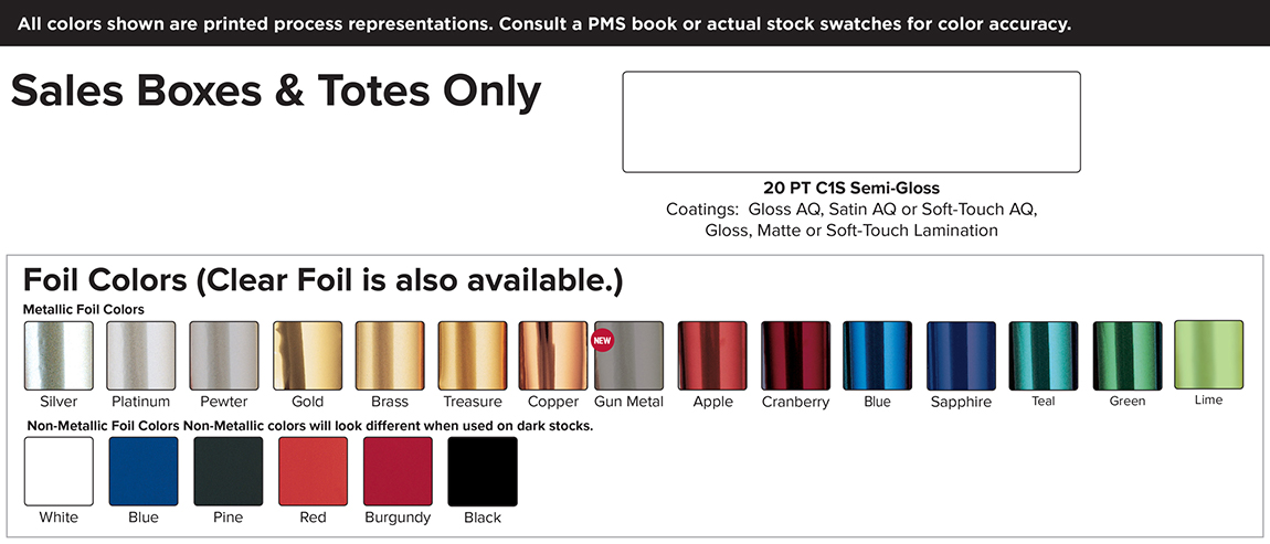 Stock, Ink & Foil Color Chart