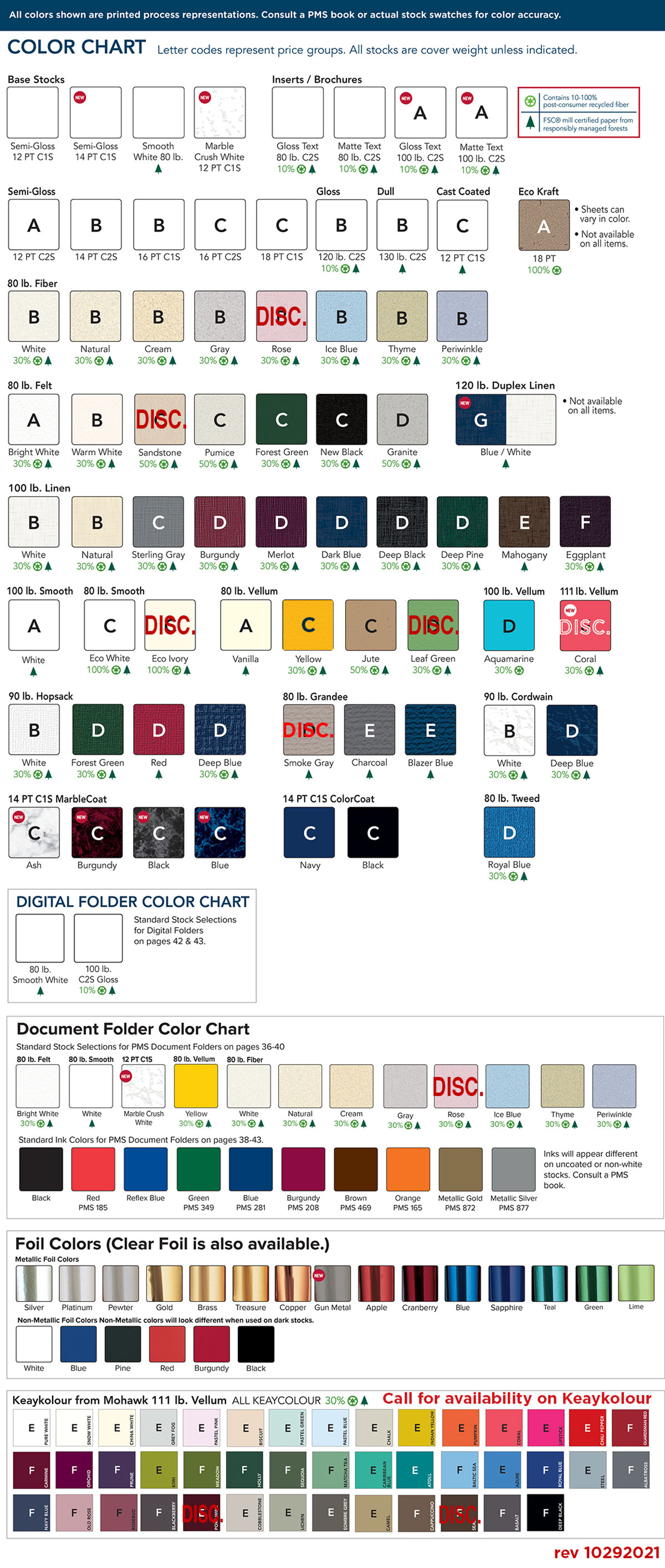 Cards And Pockets Color Chart