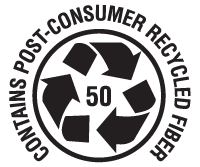 50% Post-Consumer Recycled