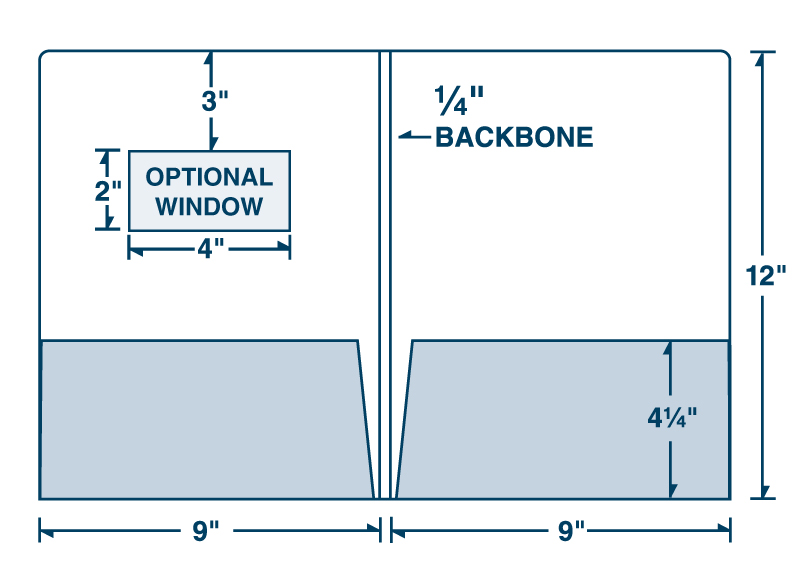 9 x 12 Two Pocket Folder with 1/4" Backbone