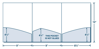 Three Panel Folder with Three Curved Pockets