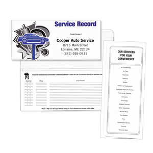 Auto Service Record Document Folder