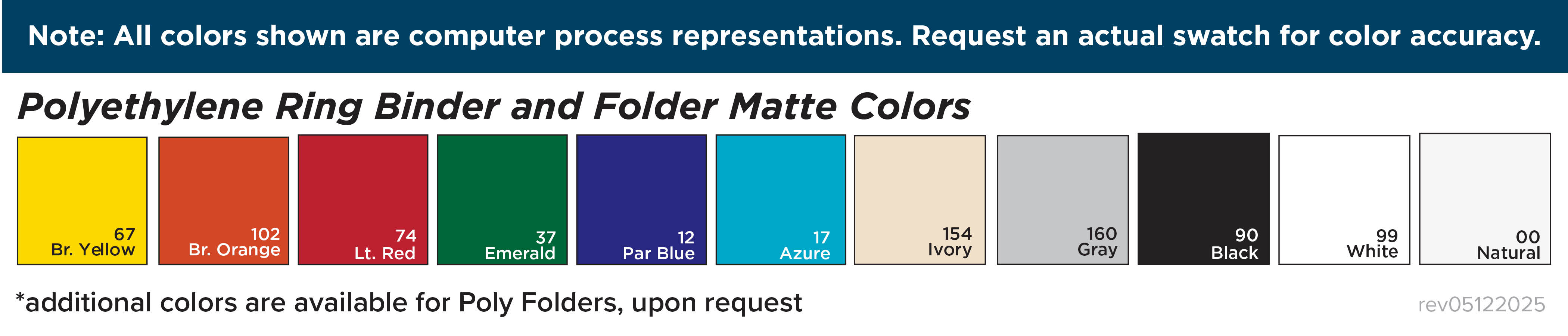 Poly Folder Color Chart